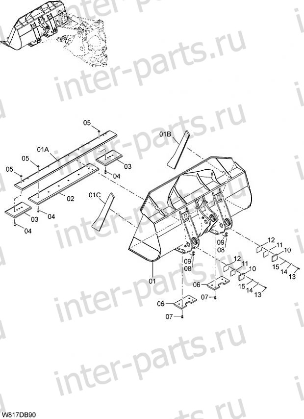 Interparts 016 General Purpose Bucket With Bolt On Cutting Edge 4 2m3 6aj Haj Hej Deb420